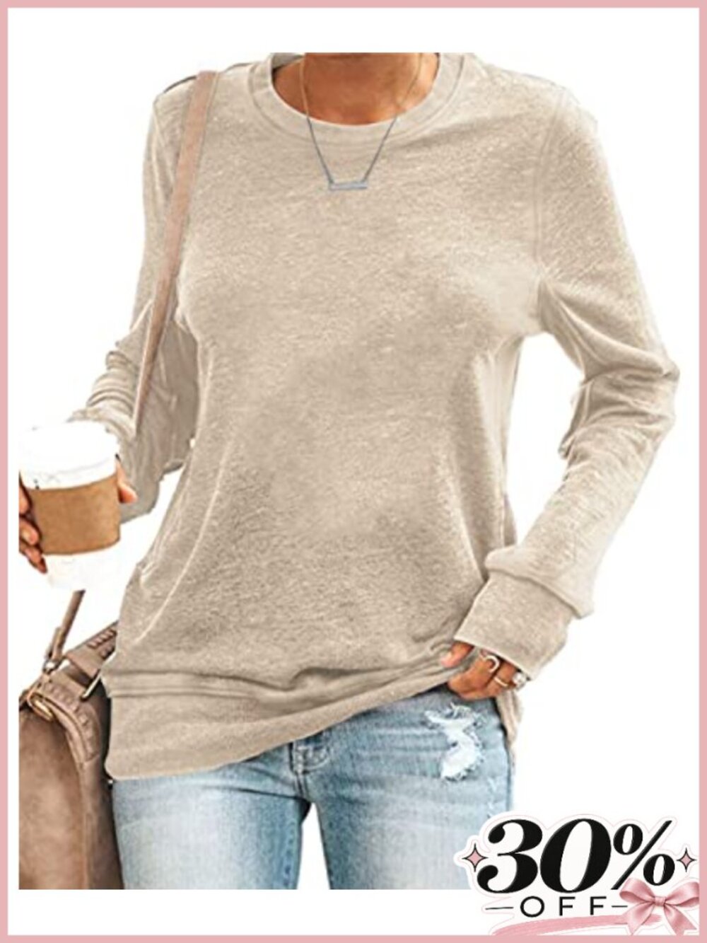 Womens Casual Crewneck Sweatshirt Long Sleeve Loose Lightweight Pullover Top
